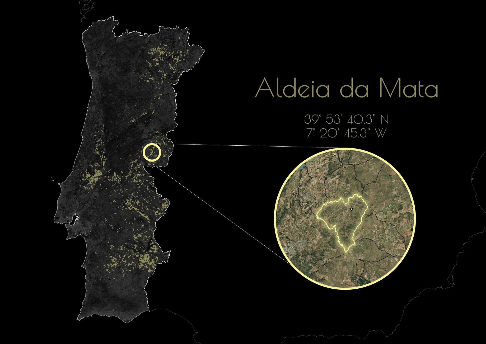 Map showing Aldeia da Mata in Portugal, the origin of Ballotti olive oil
